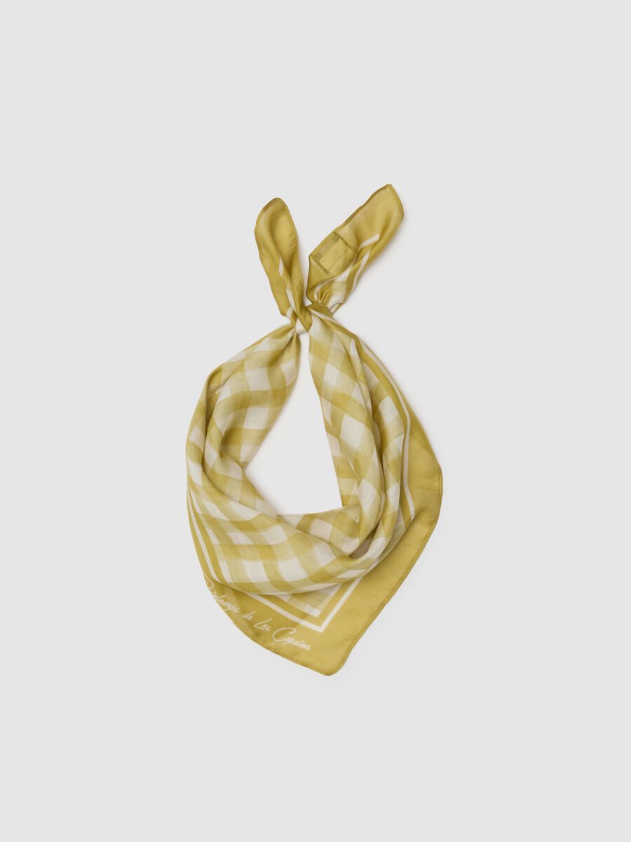 Multicolour Checked Modal and Silk Scarf_0