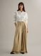 Beige viscose blend flare trousers_0