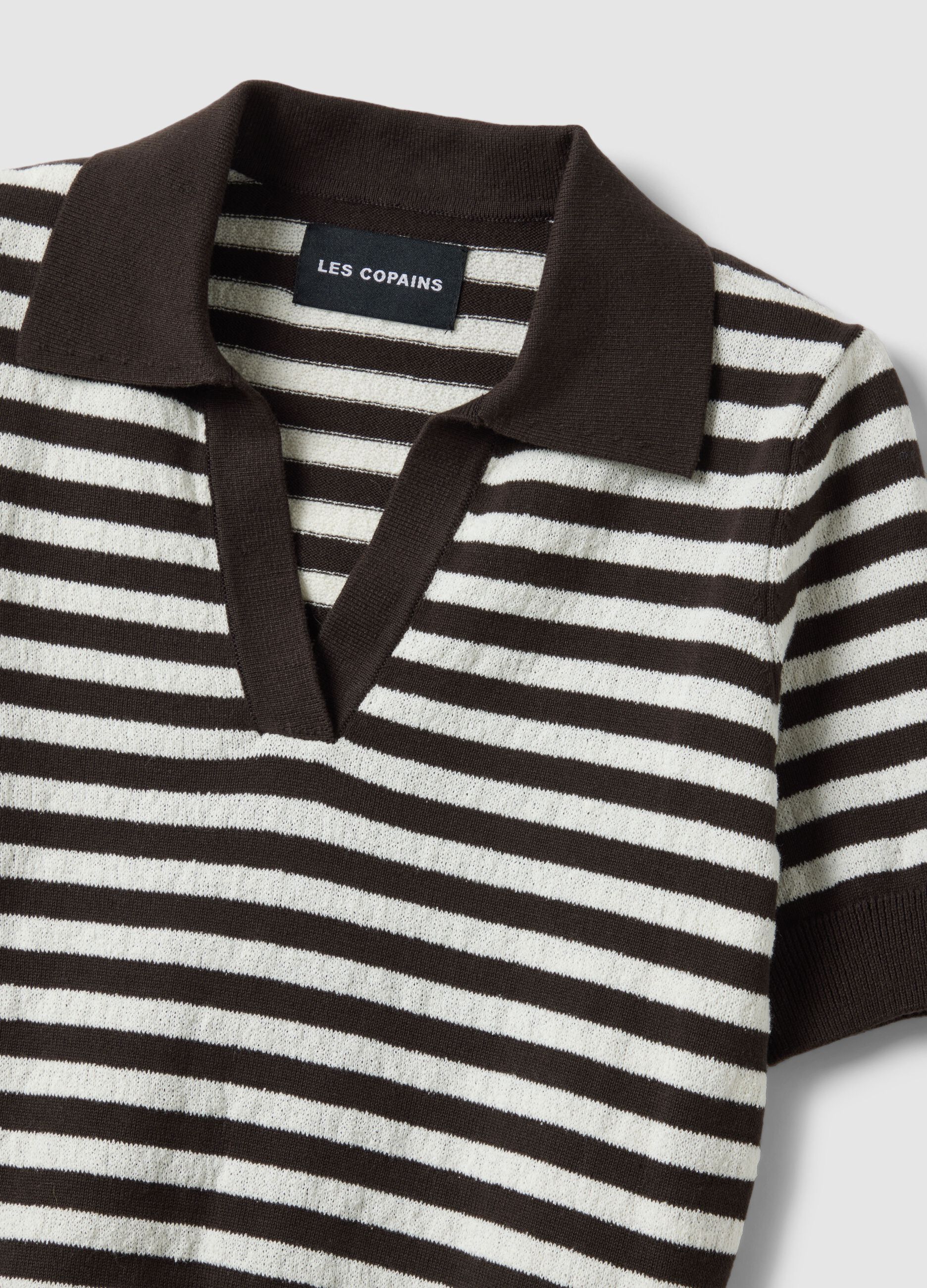 Multicoloured striped regular fit cotton blend sweater