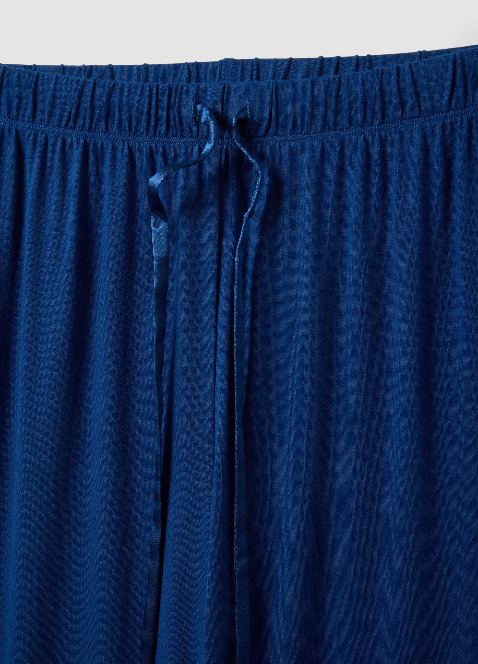 Blue regular fit stretch viscose blend pyjama trousers