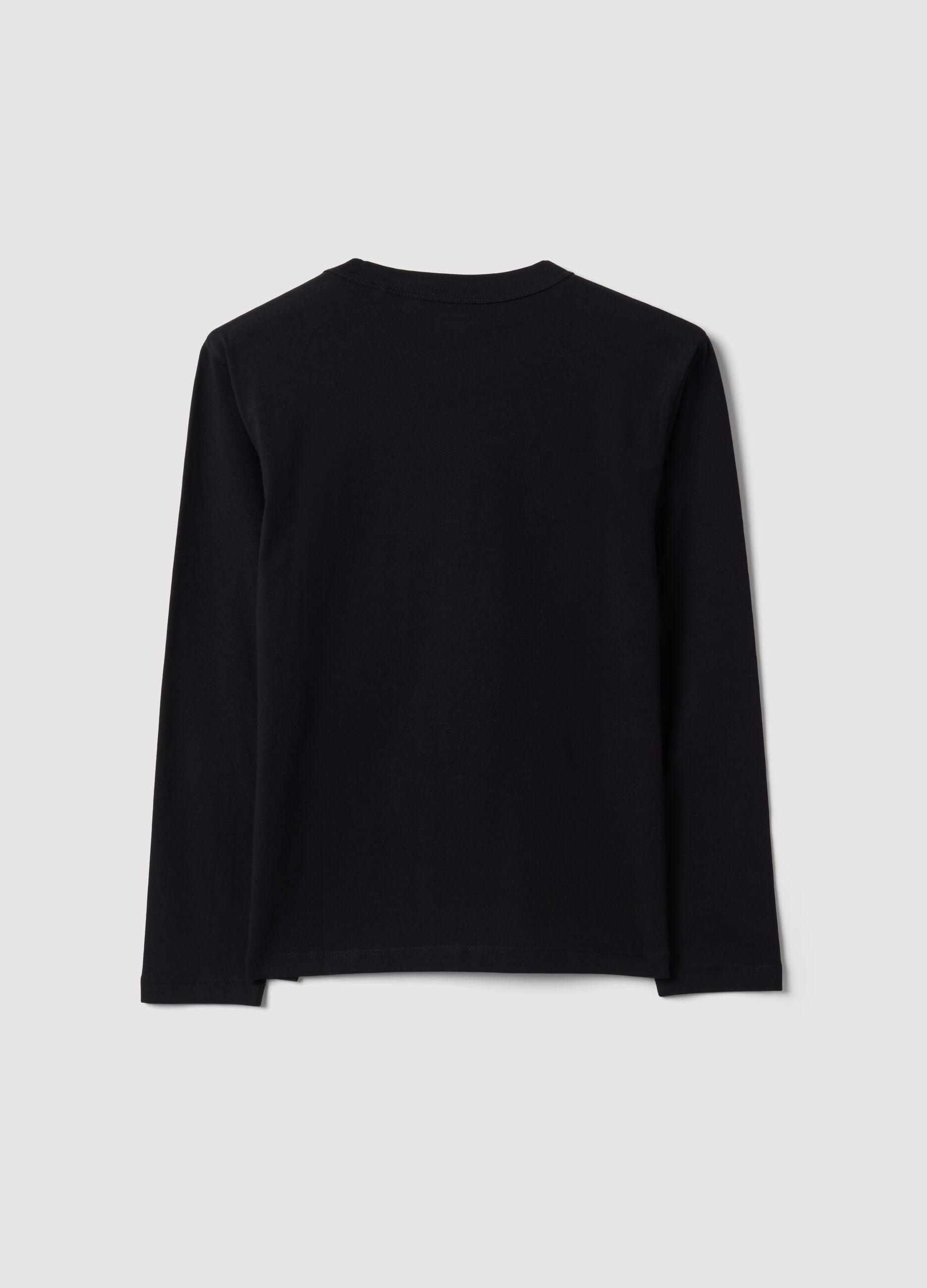 Black regular-fit stretch organic cotton T-shirt for boys