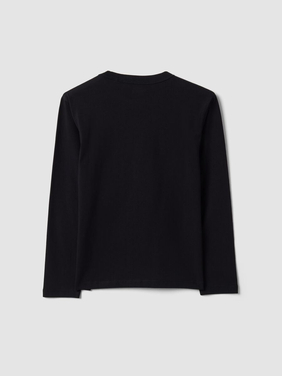 T-shirt nera in cotone organico elasticizzato regular fit per ragazzo_1