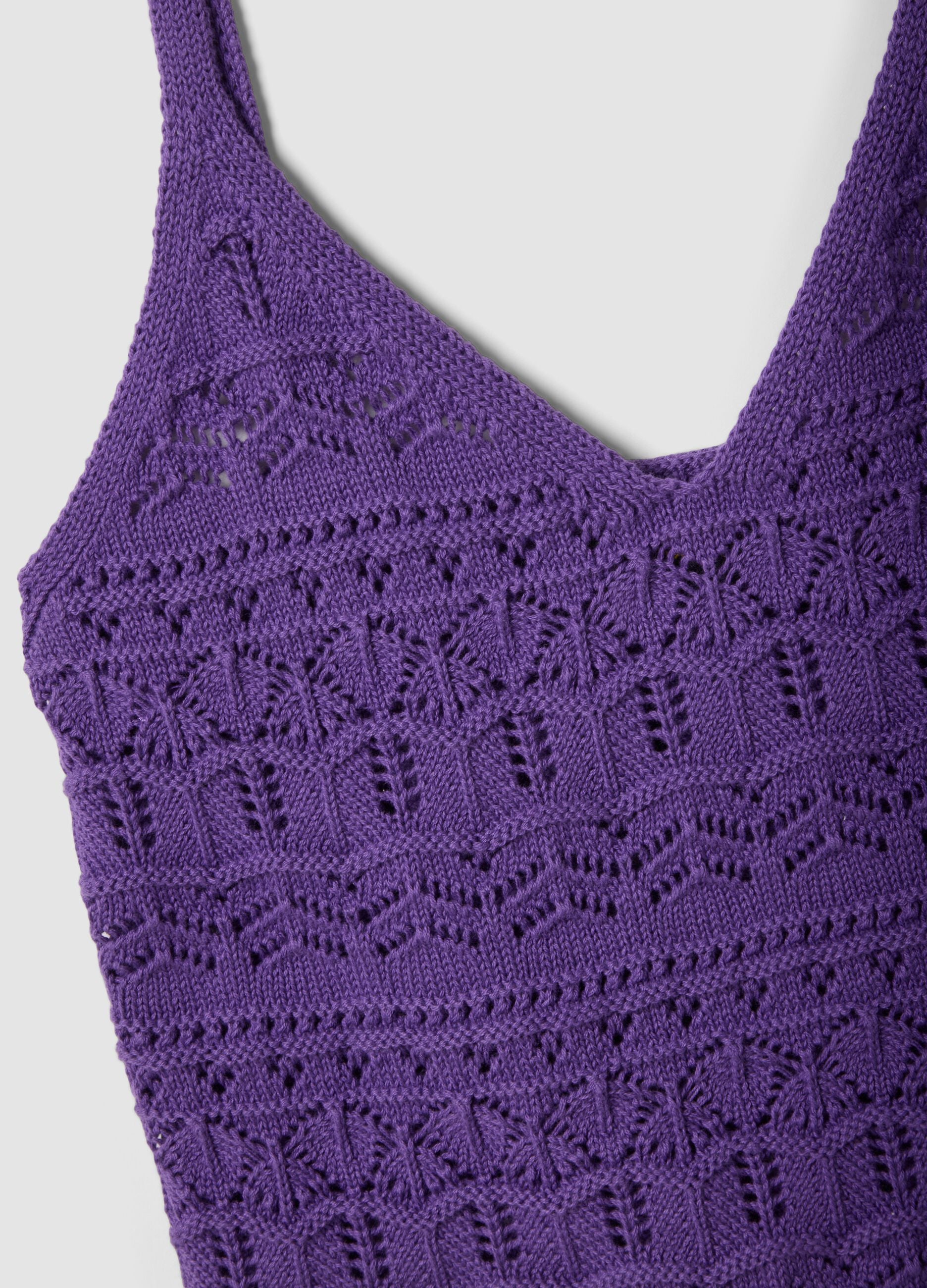 Purple pure cotton regular-fit knitted tank top