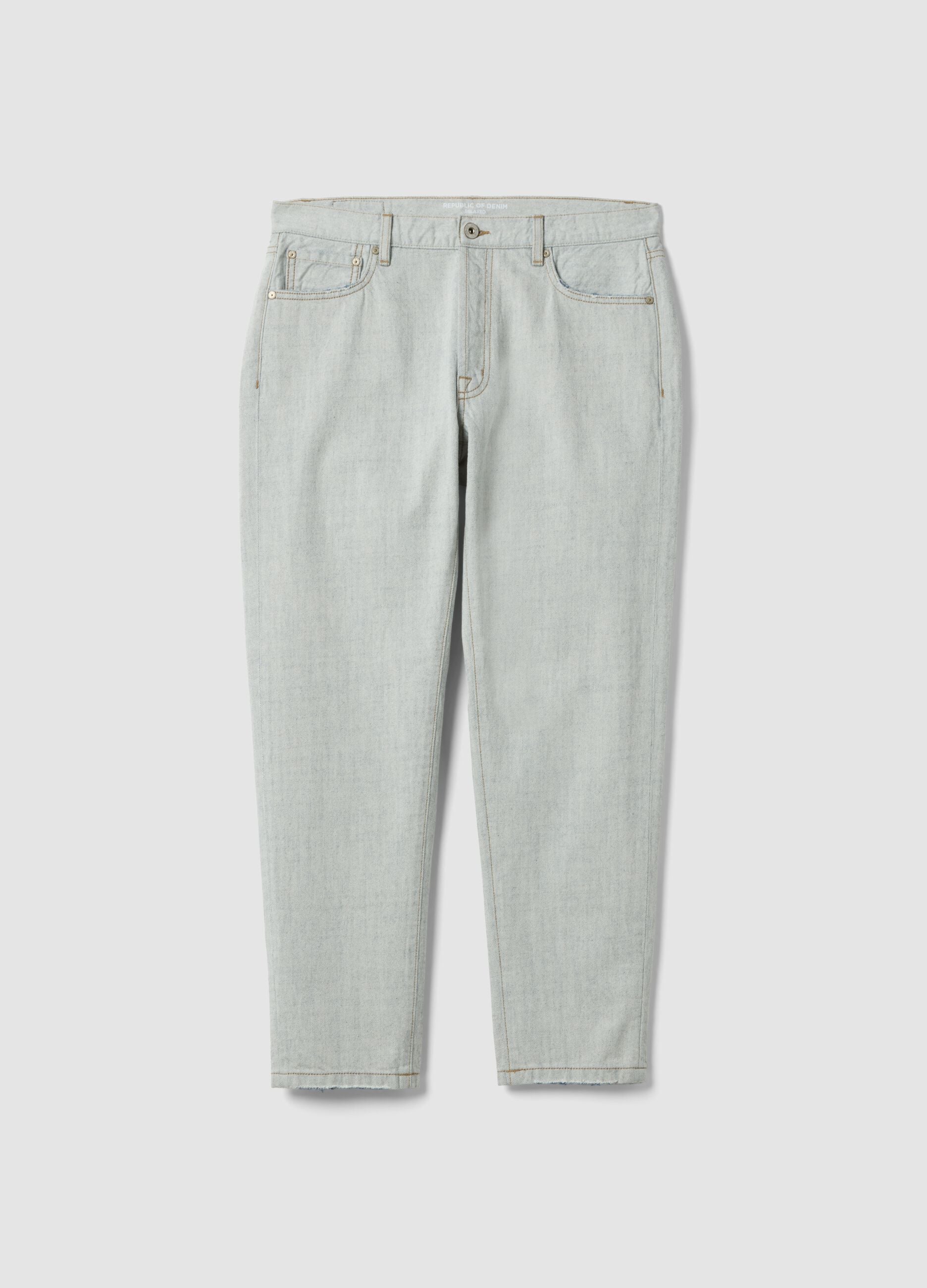 Light Blue Pure Cotton Relaxed-Fit Denim Jeans
