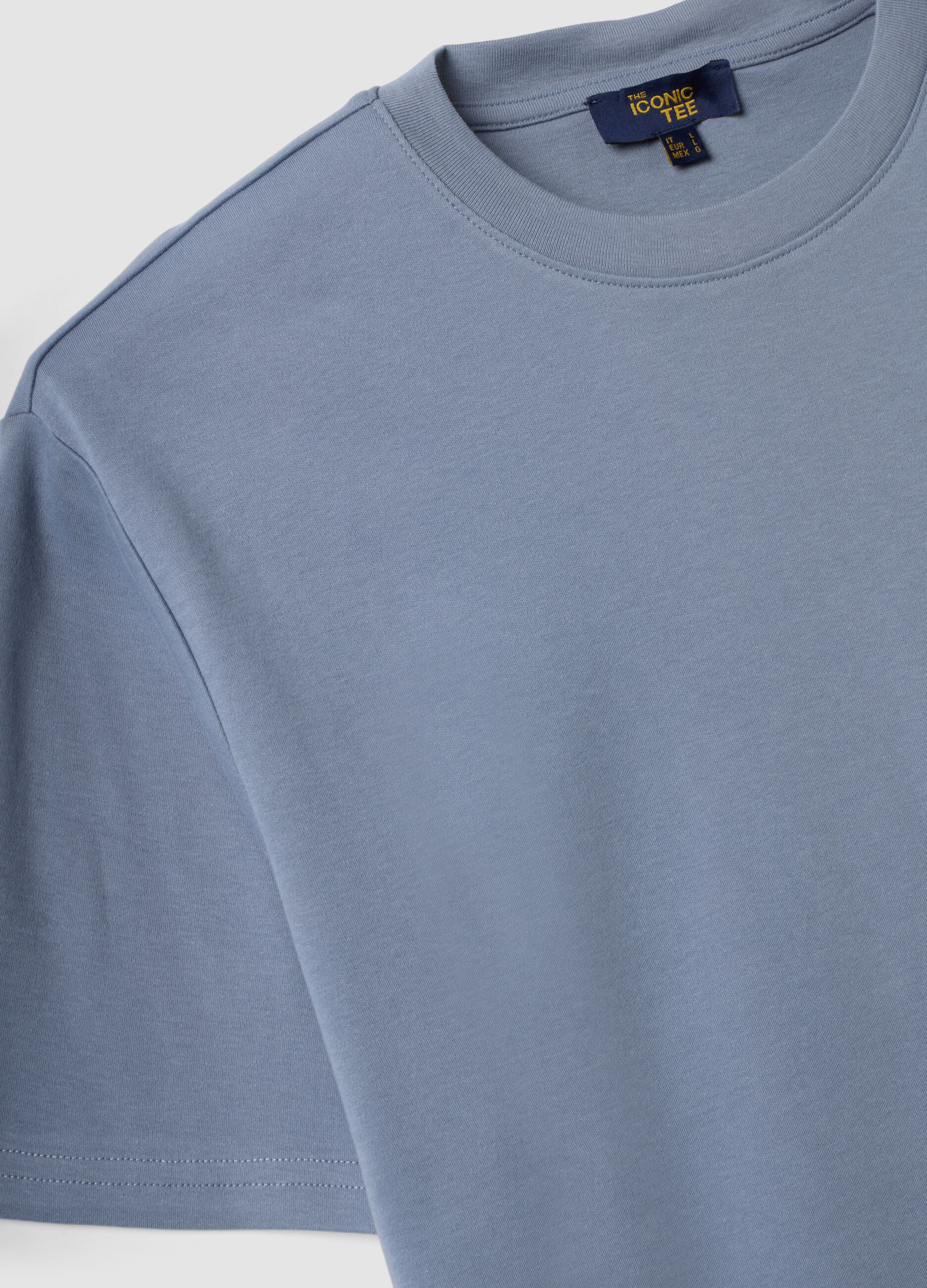Blue pure cotton relaxed-fit short-sleeve T-shirt