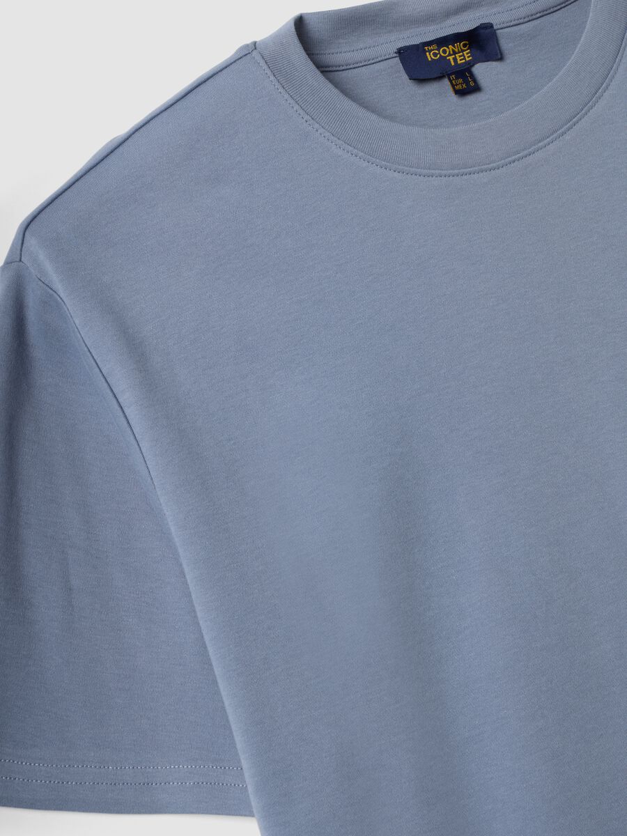 Blue pure cotton relaxed-fit short-sleeve T-shirt_2