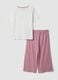 Pink and white organic cotton pyjamas with cropped trousers_5