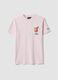 Regular fit pink pure cotton T-shirt with Americano prints_4