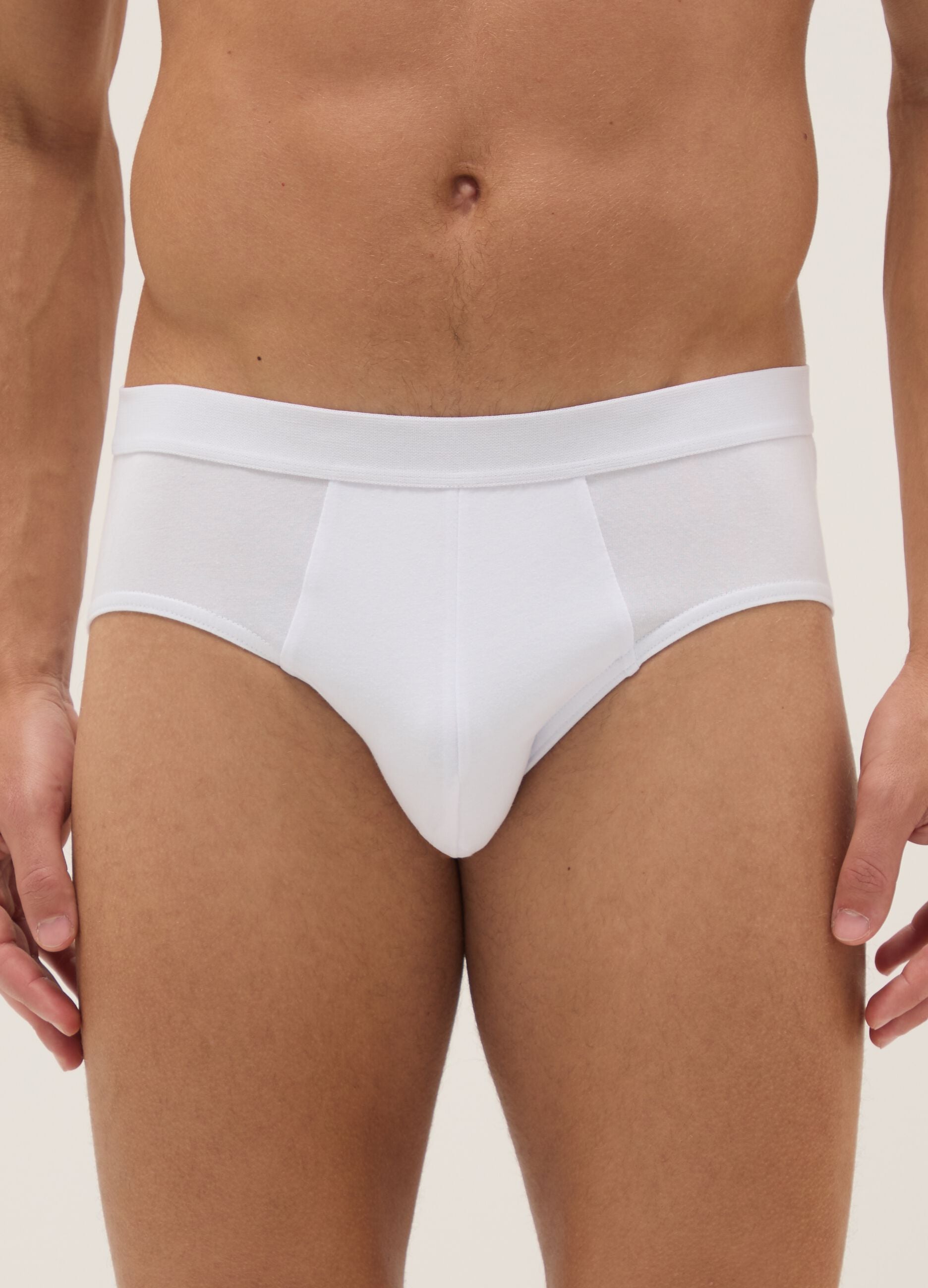 Three-pack of white stretch cotton briefs regular fit