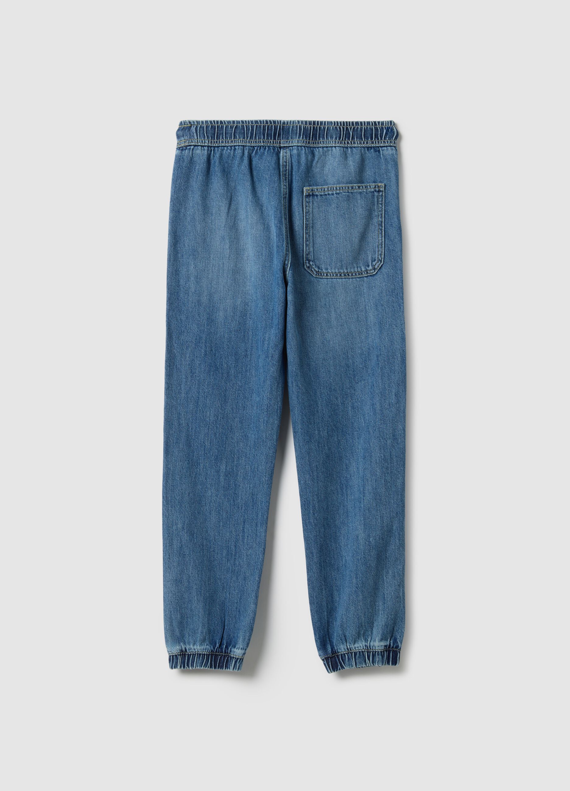 Blue cotton blend jogger jeans for boys regular fit