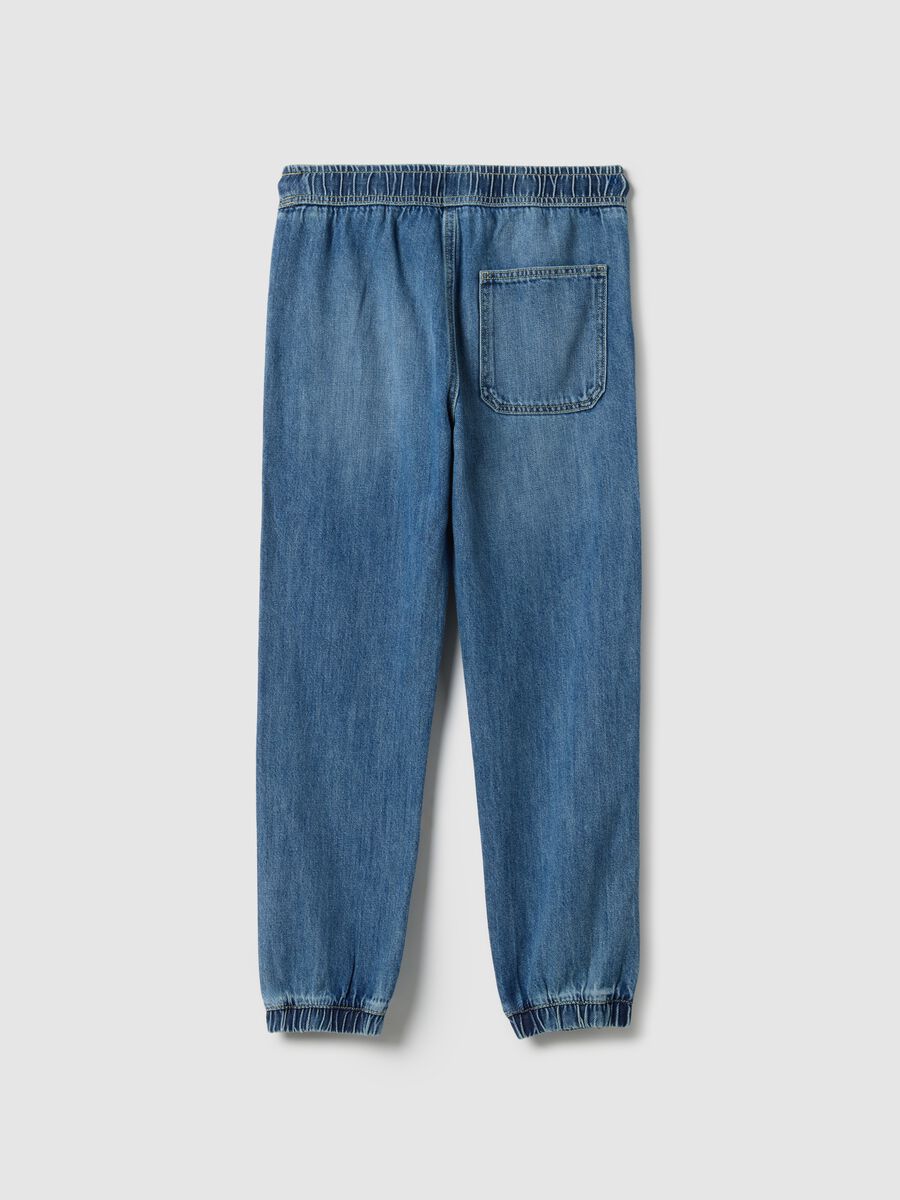 Blue cotton blend jogger jeans for boys regular fit_4