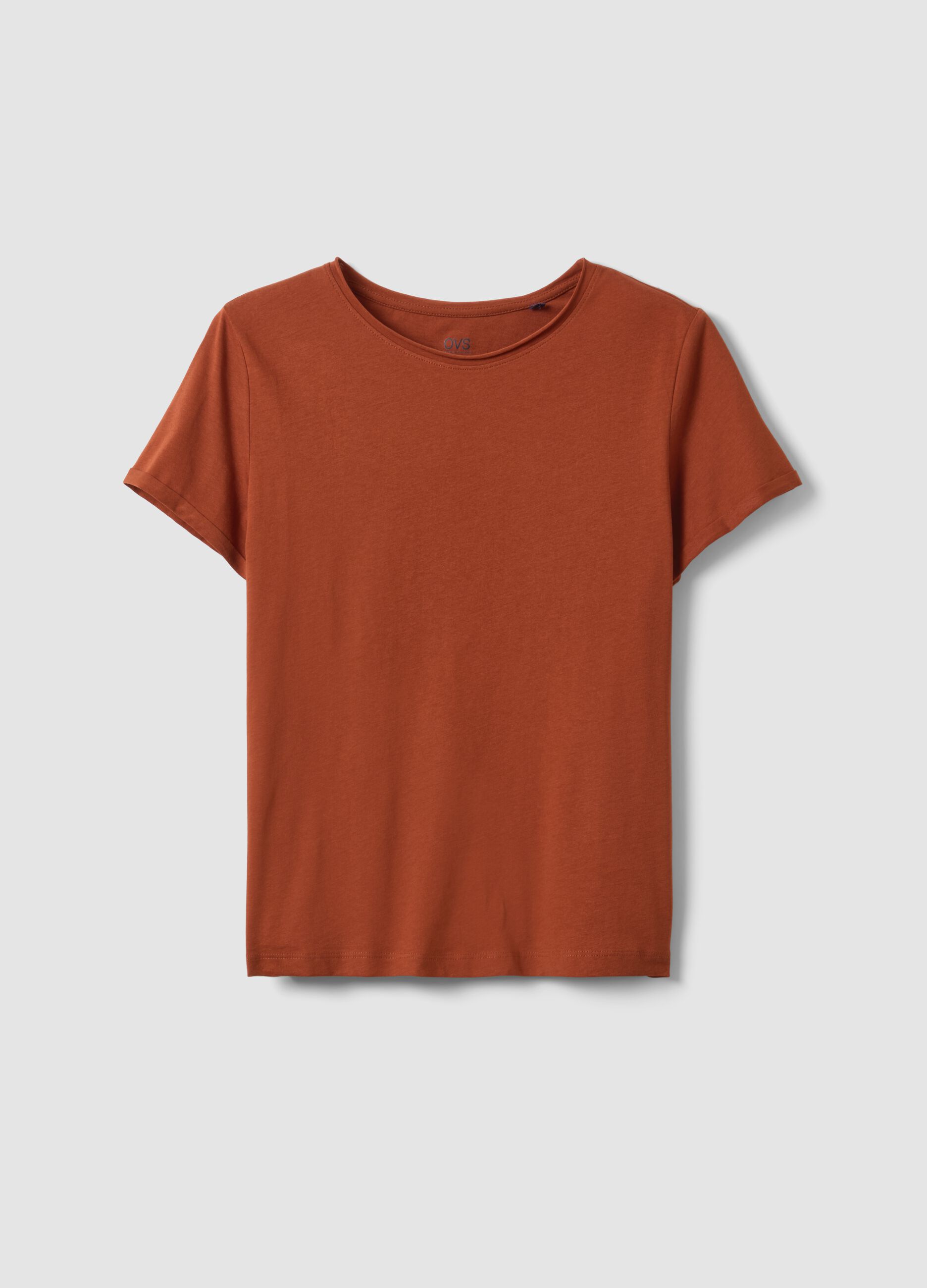 Brown short sleeve pure cotton regular fit T-shirt