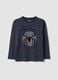 Grey long-sleeve pure cotton Spider-Man print T-shirt for boys_0