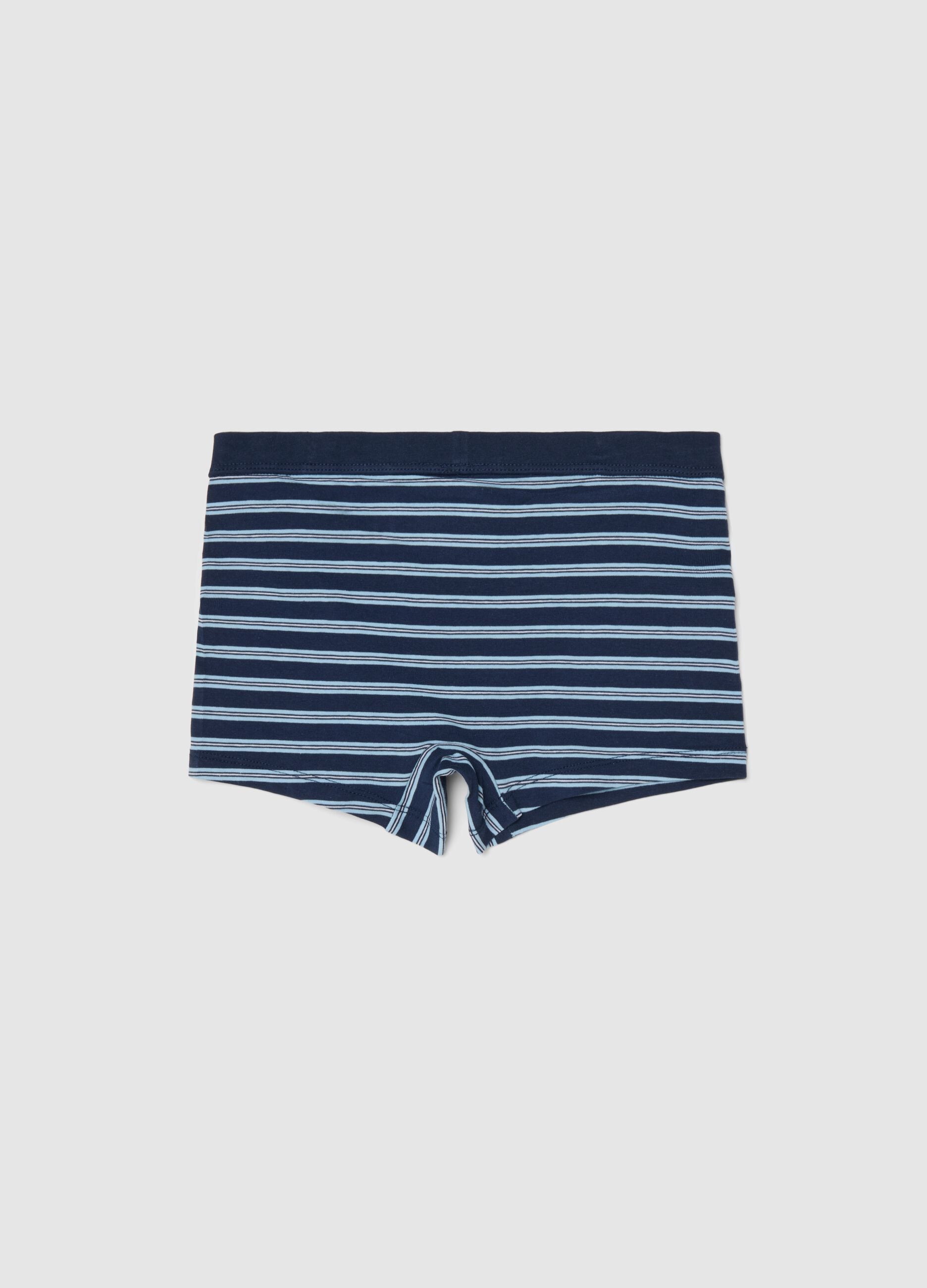 Elasticated cotton boxers with multicolour stripes for boys