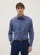 Blue stretch cotton shirt with micro checks, slim fit_0