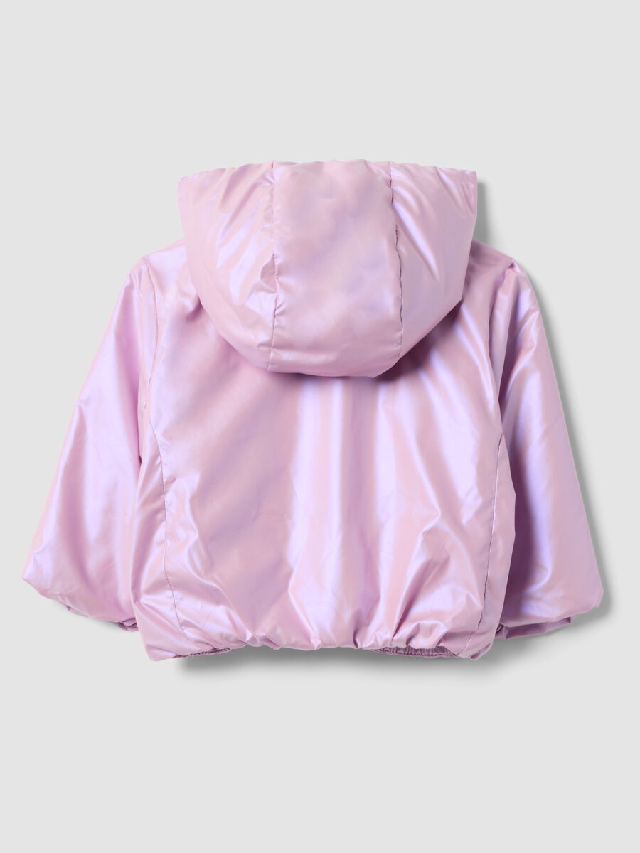 Purple padded hooded jacket with zip, regular fit for baby girl_1