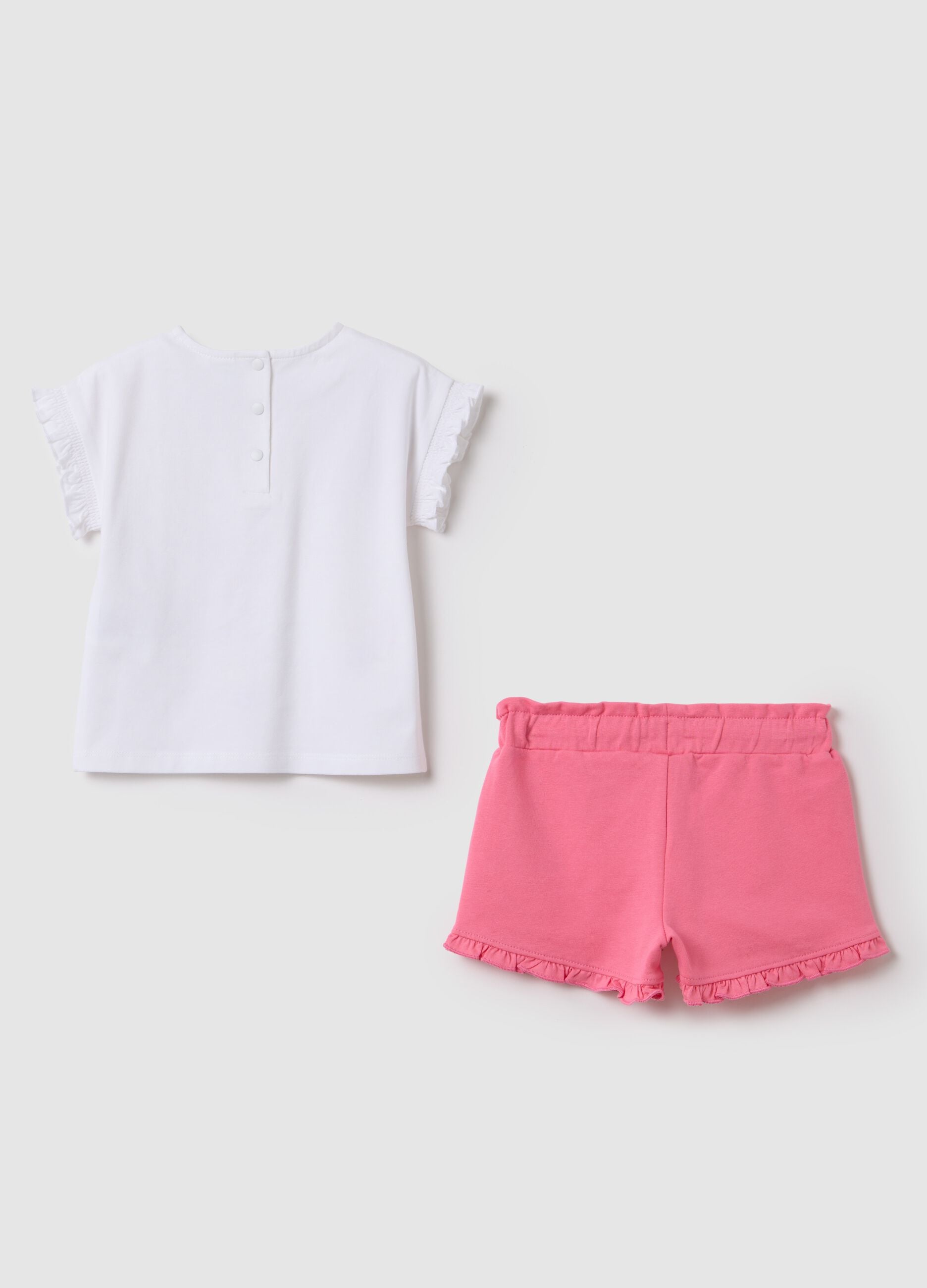 Girls&rsquo; white regular-fit jogging outfit in stretch cotton
