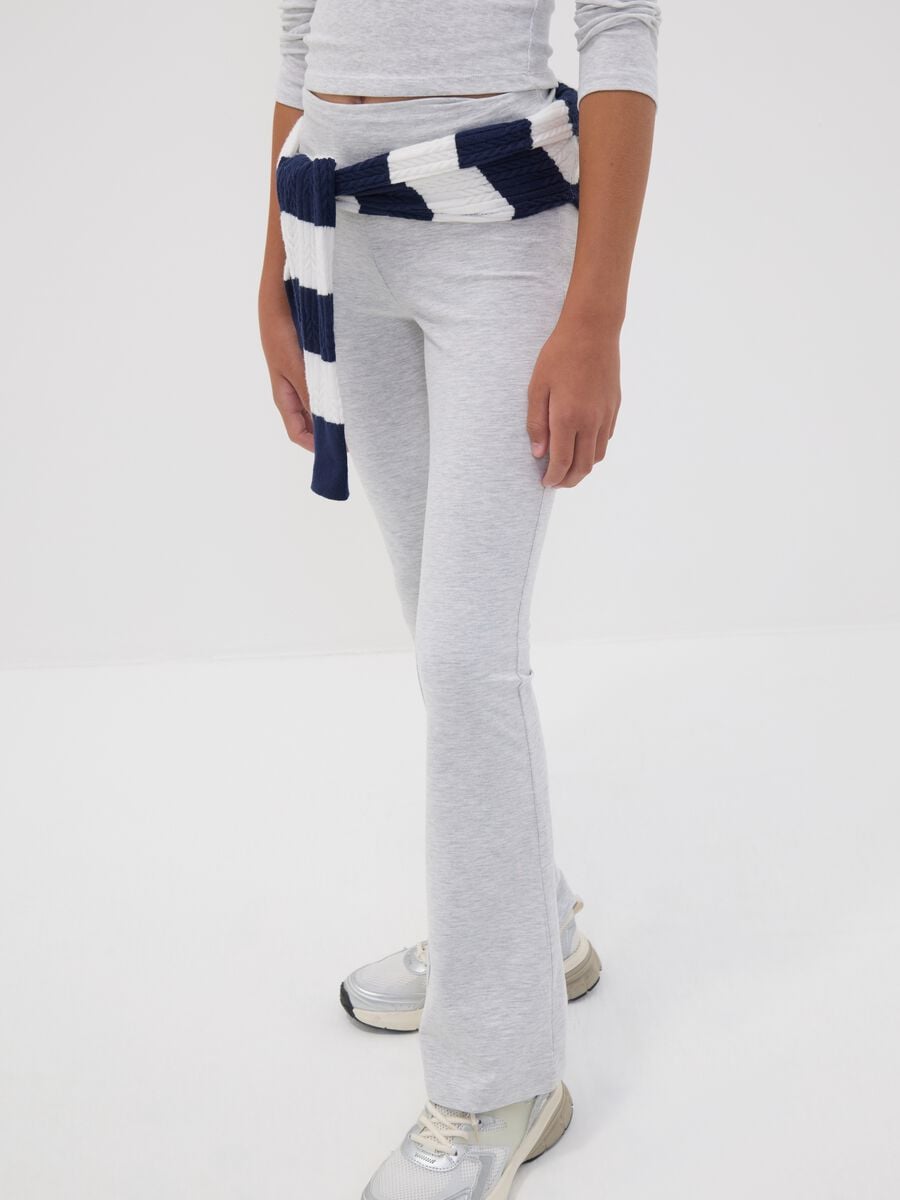 Girls&rsquo; grey flared leggings in stretchy organic cotton_2