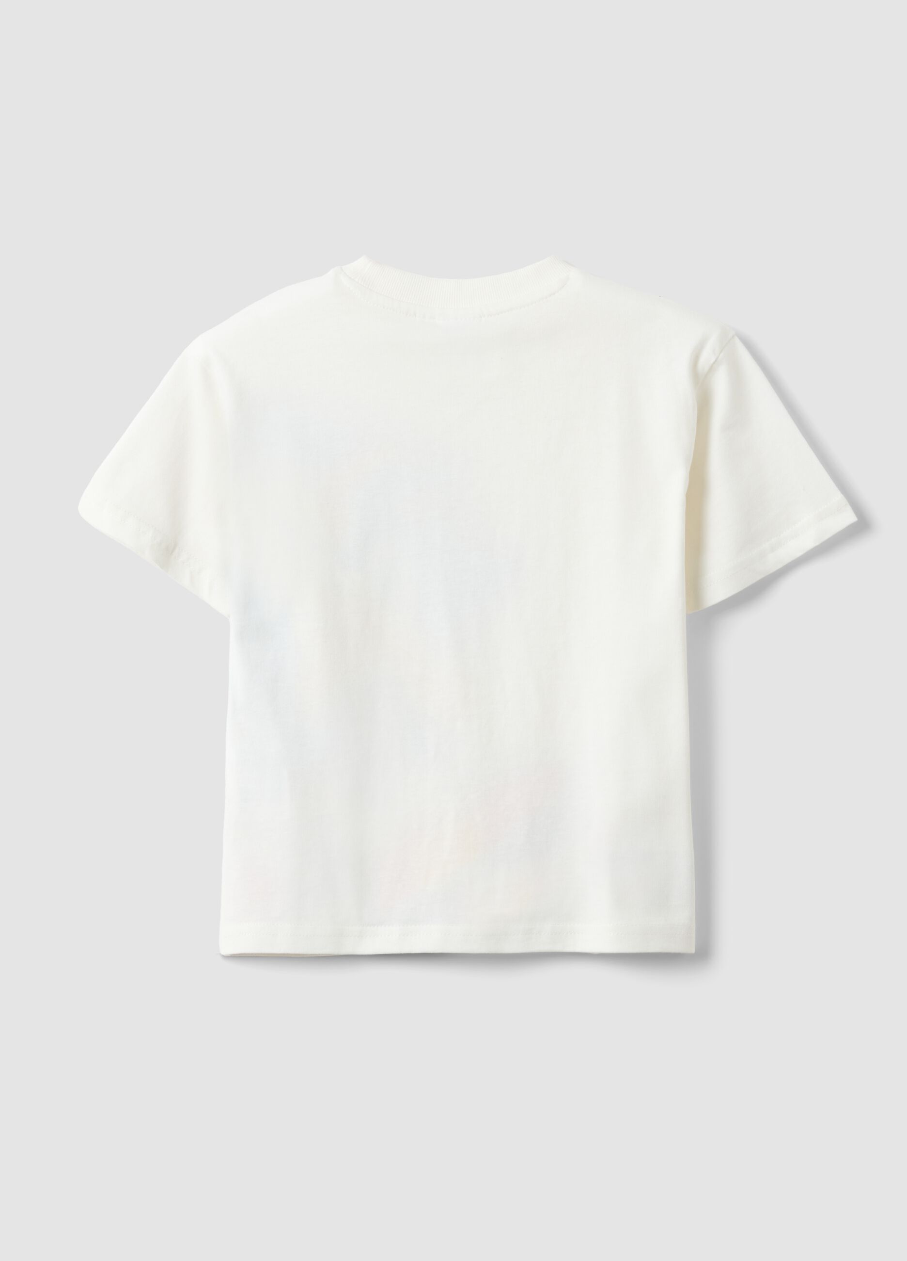 White pure cotton boys' t-shirt regular fit with Sonic