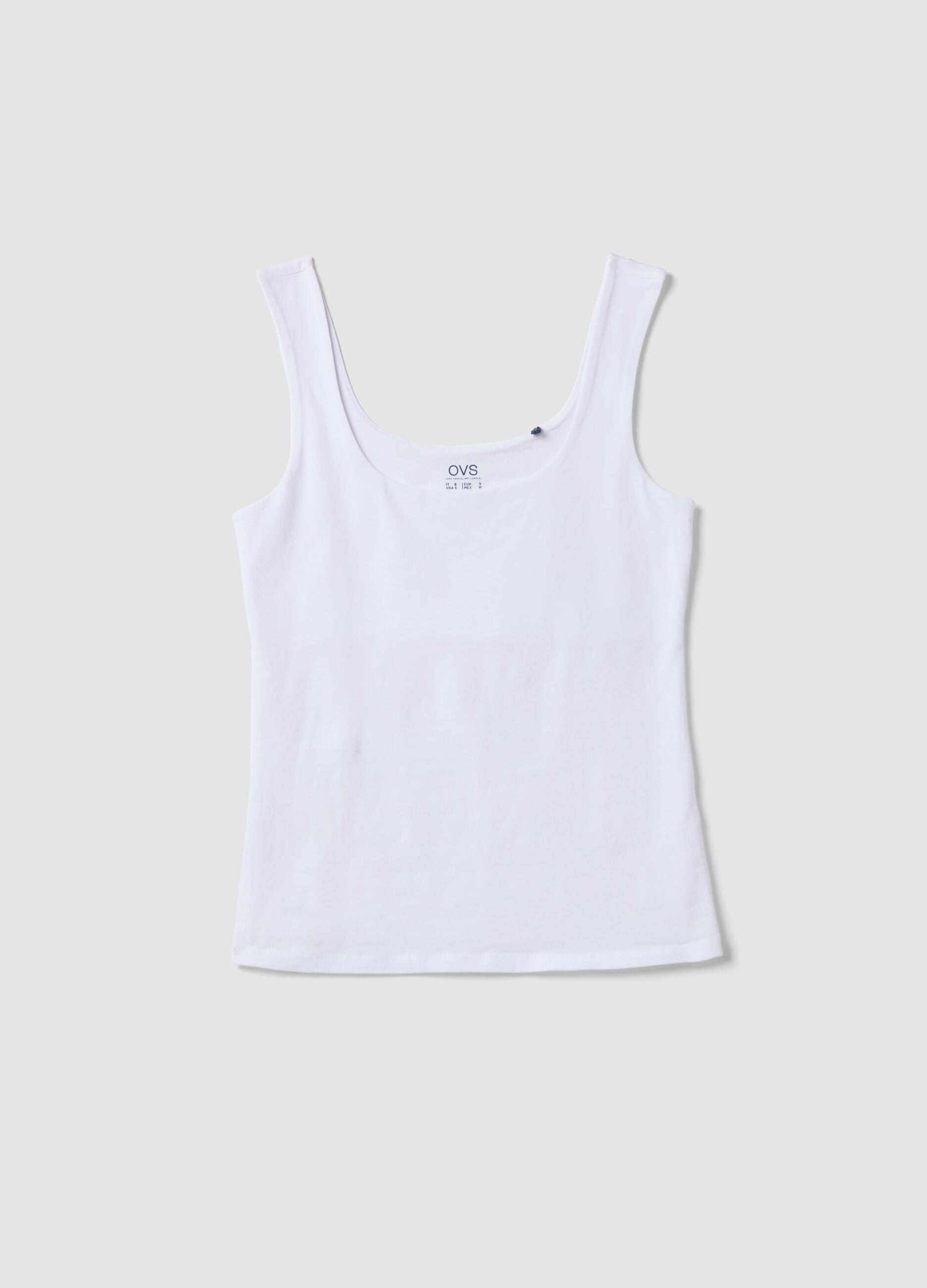 White fitted stretch-cotton tank top