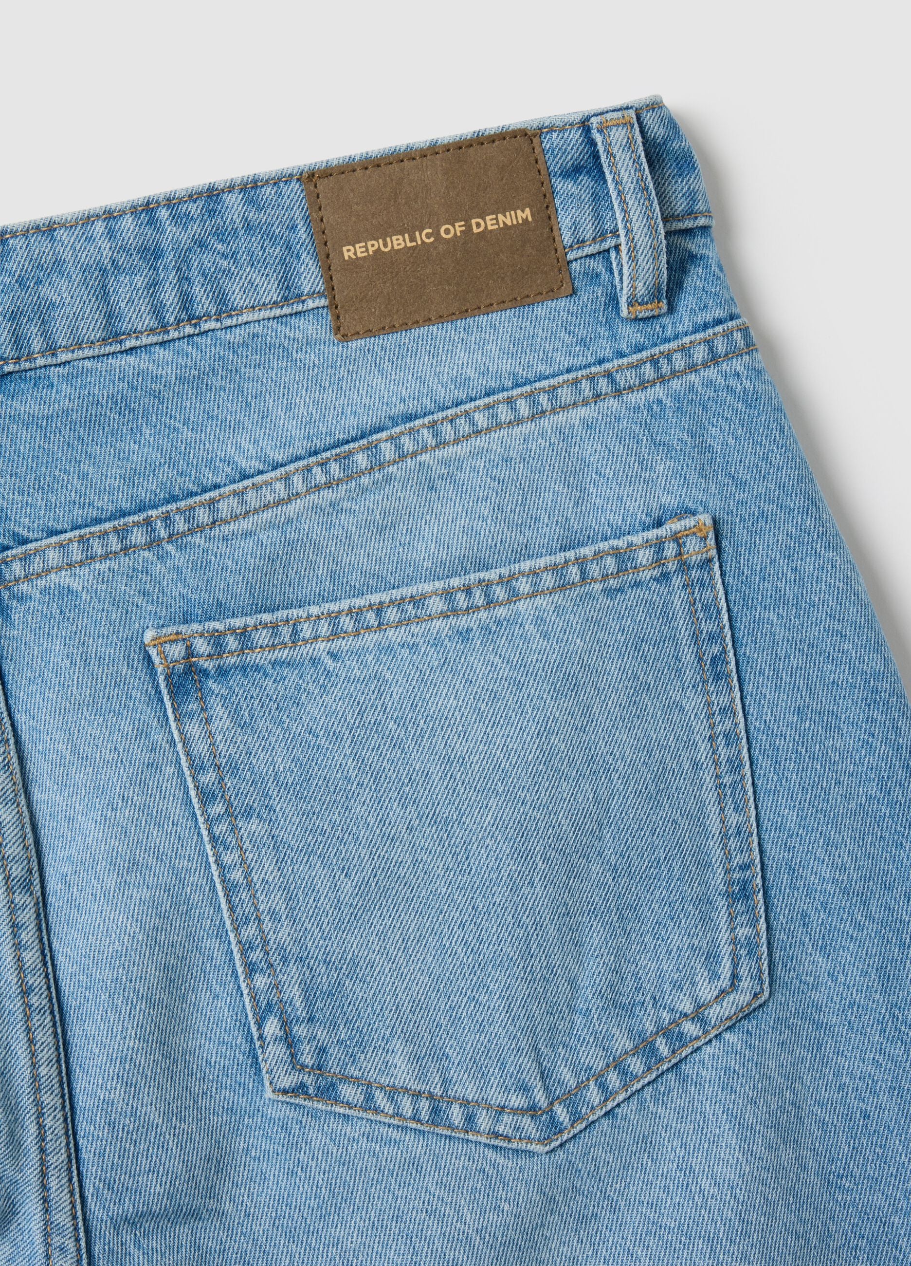 Regular fit blue pure cotton denim jeans