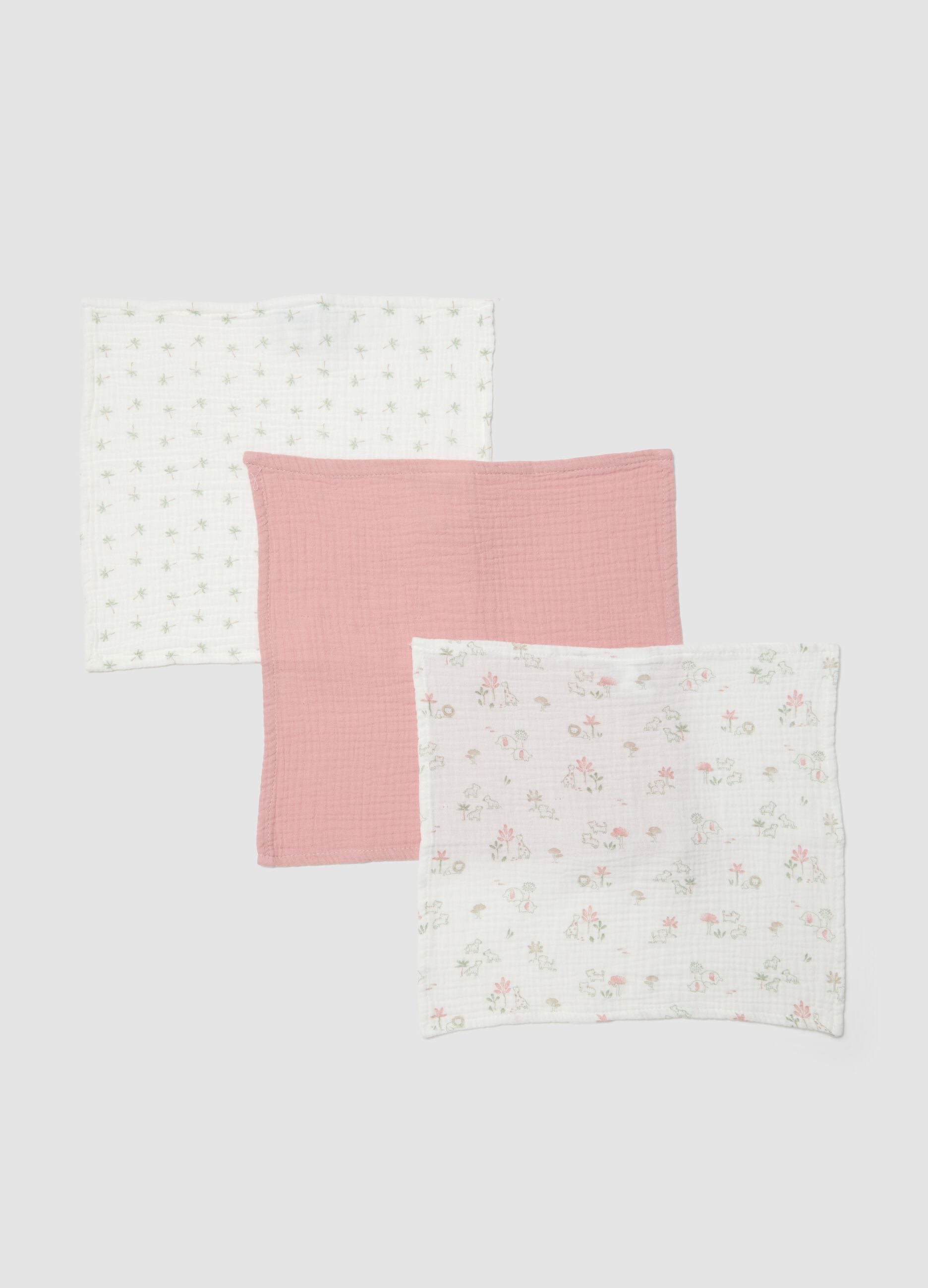 Multicolour pure cotton muslin 3-pack for newborns