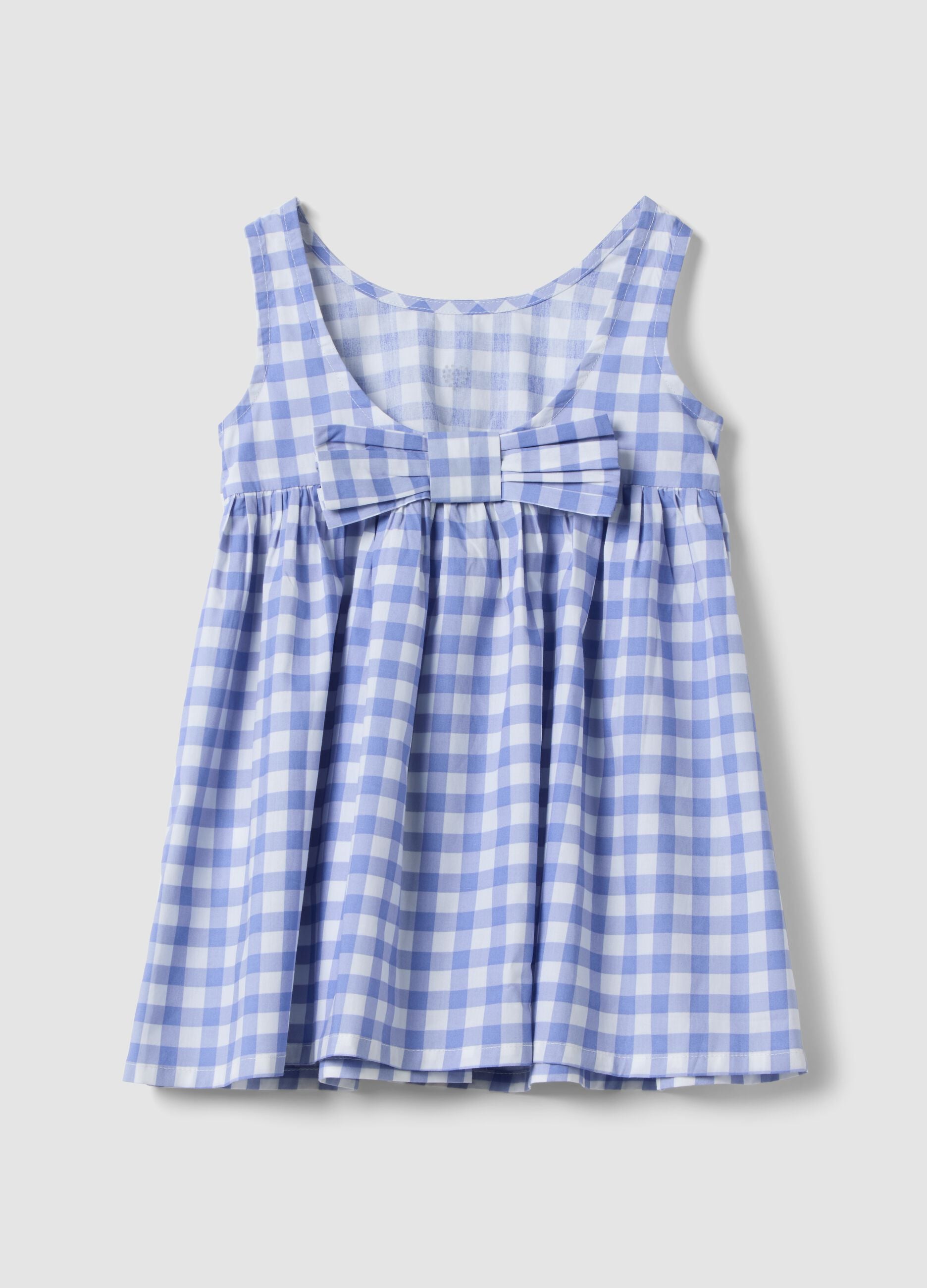 Multi-coloured plaid pure cotton dress for girls in regular fit