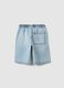 Children's wide leg pure cotton denim shorts in light blue_1