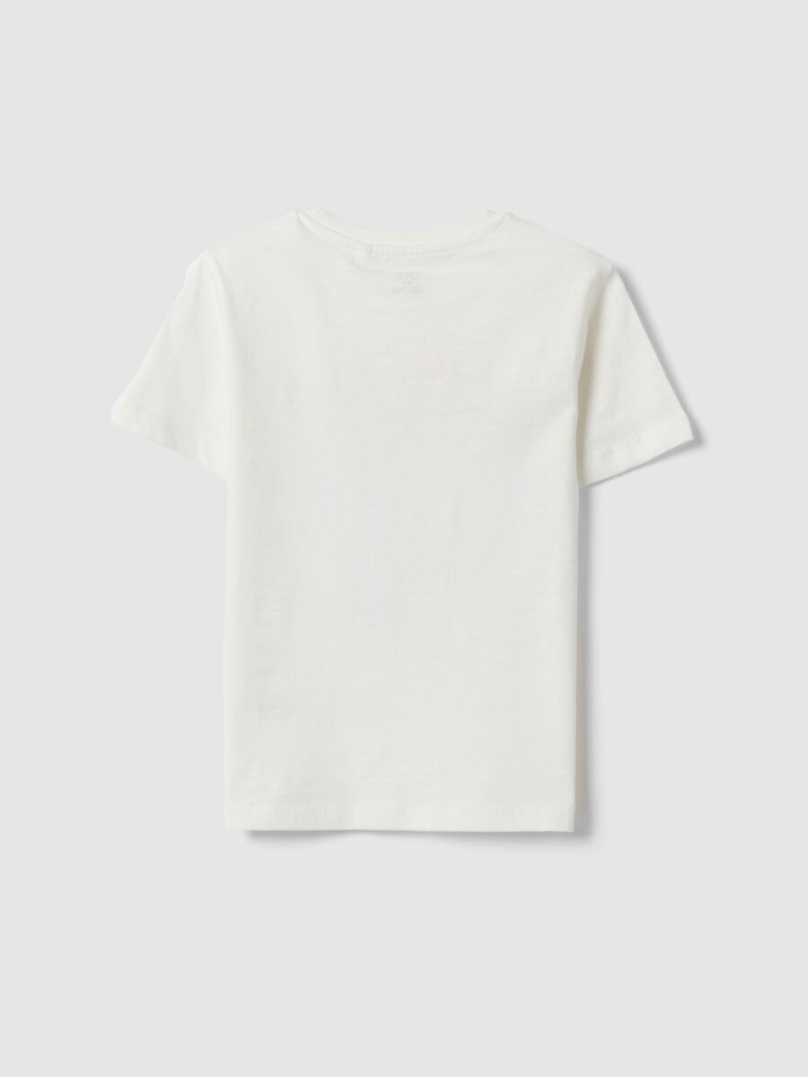 White pure cotton regular fit kids t-shirt with print_1