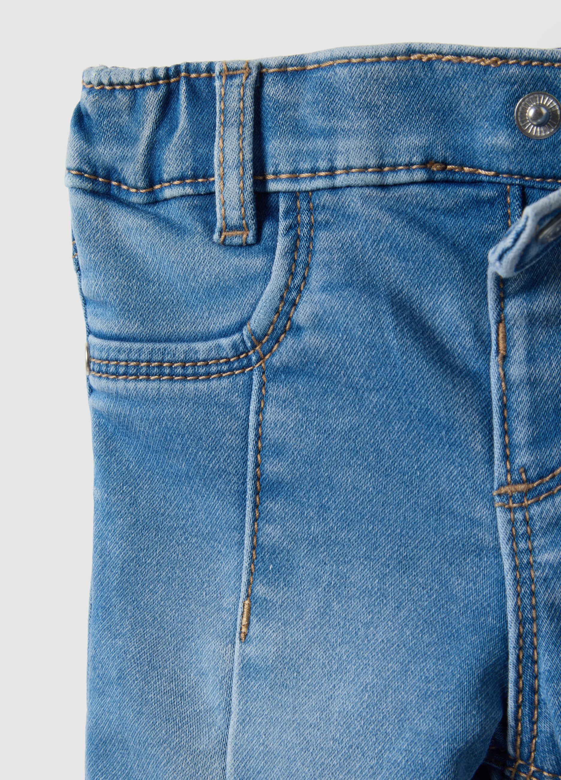 Baby girl's blue cotton blend wide leg jeans