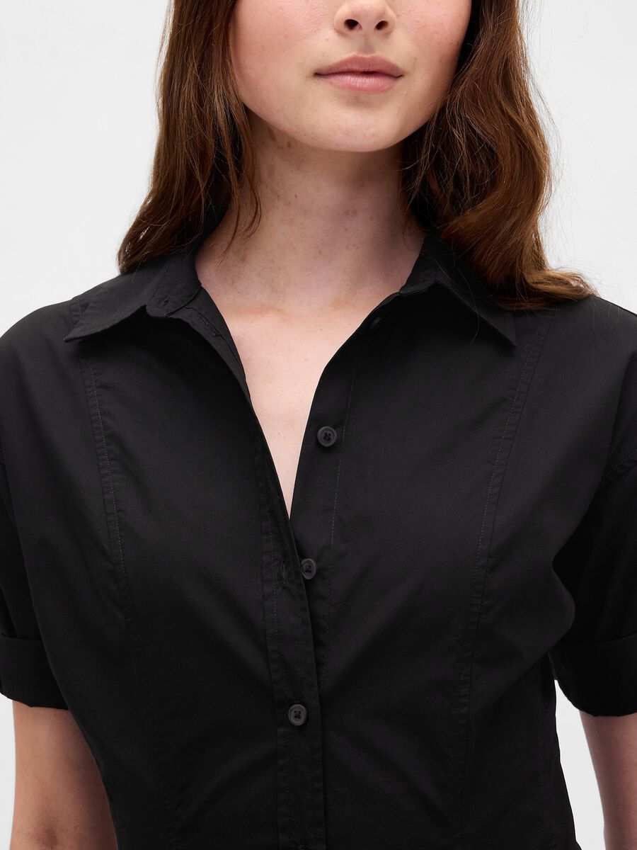 Short Sleeve Black Cotton Dress_2
