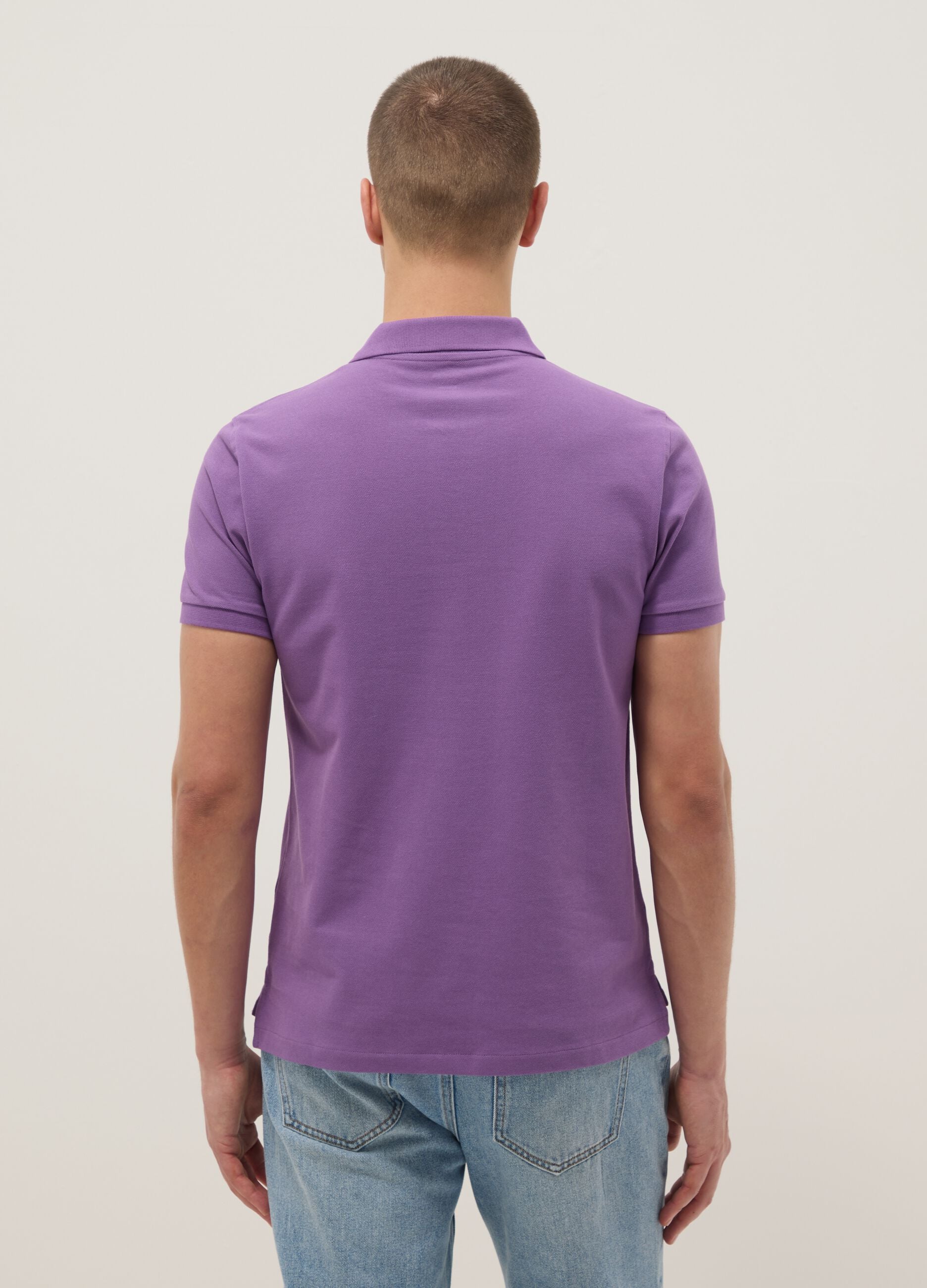 Purple slim fit pure cotton short sleeve polo
