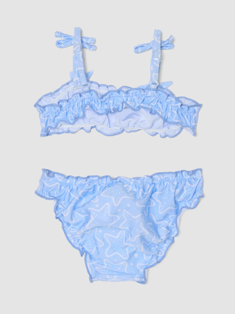 Bikini azzurro in tessuto elasticizzato con volant_1