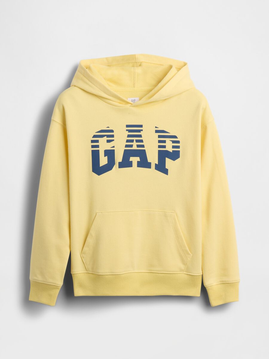 Yellow cotton blend regular fit kids sweatshirt with logo_3