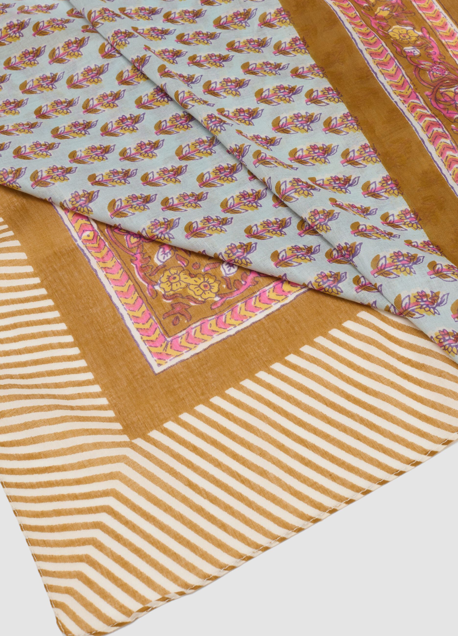 Multicolour pure cotton scarf with floral design
