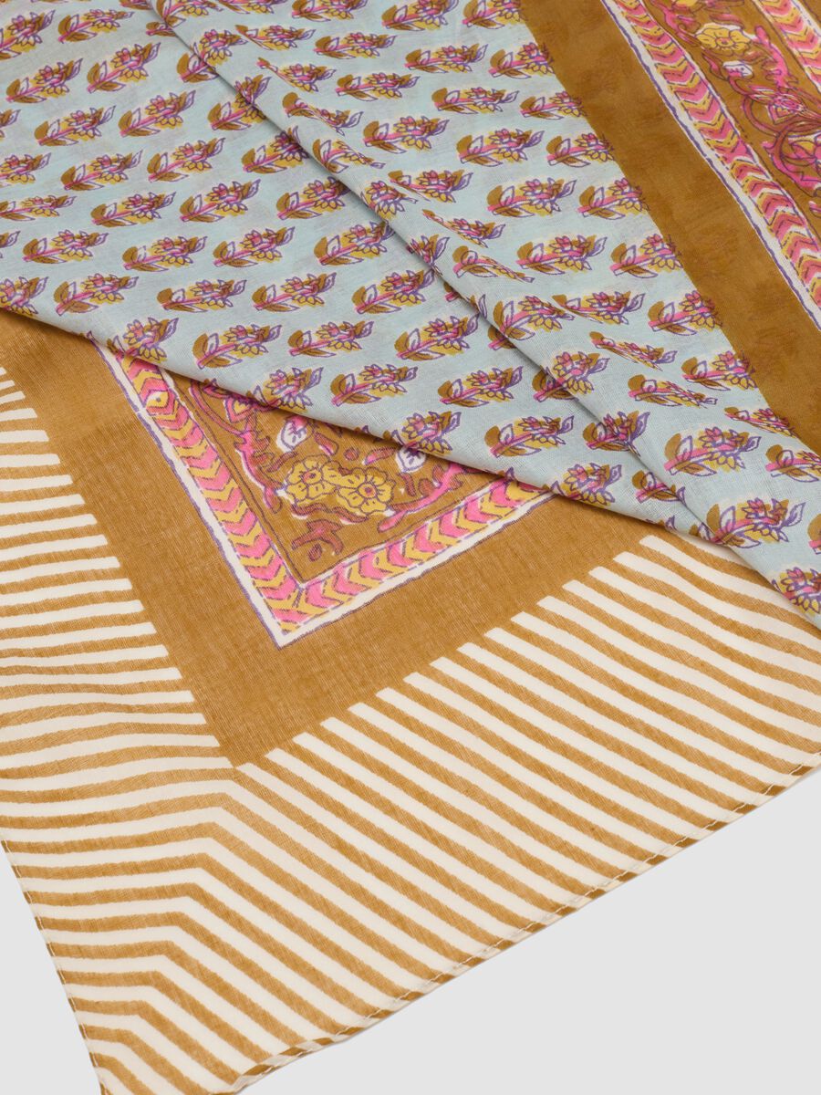 Sciarpa in puro cotone multicolor con motivo floreale_2