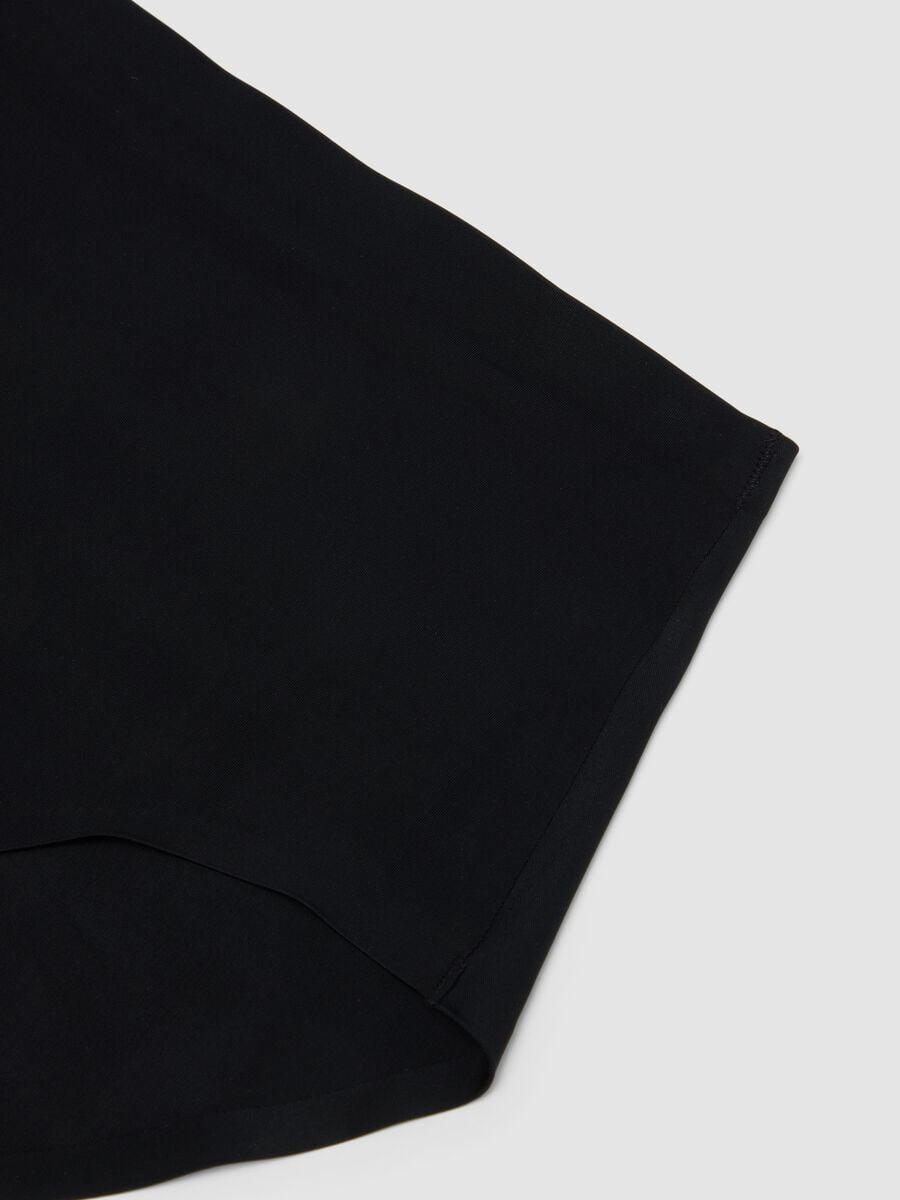 Black high-waisted Brazilian briefs in stretch fabric with a shaping effect_2