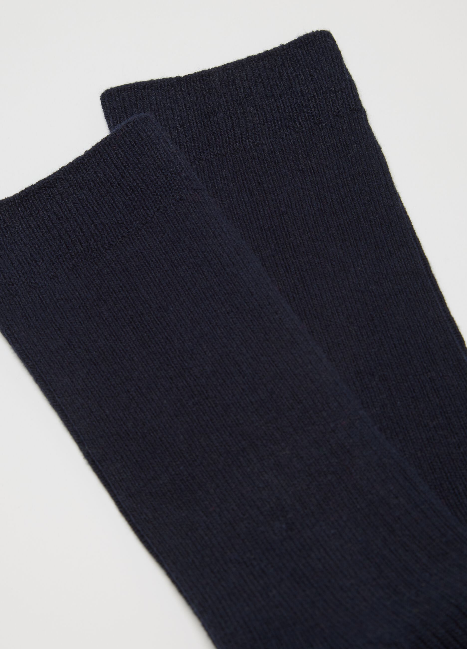 Blue Cotton Blend Midi Socks