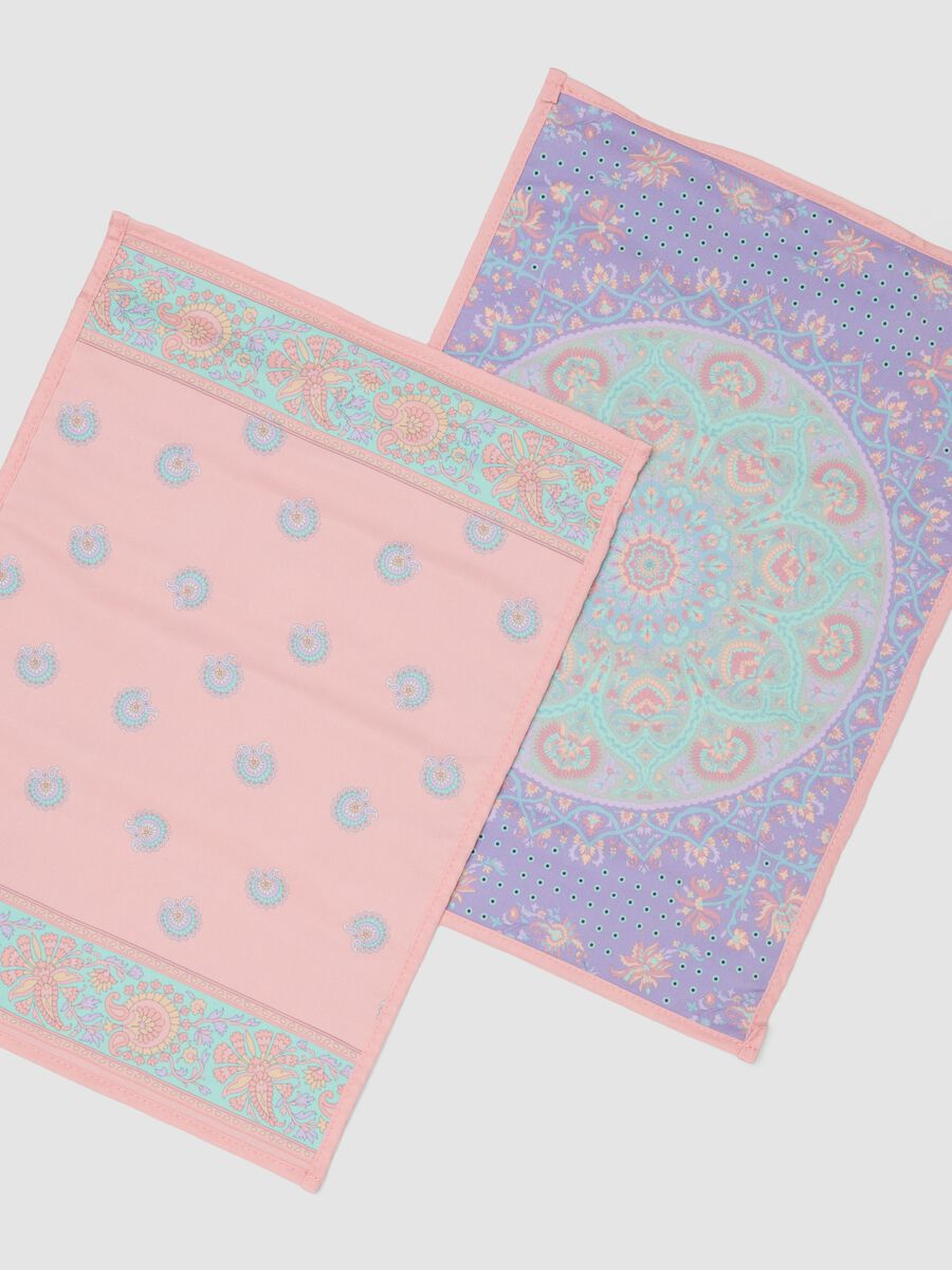 Pink pure cotton placemats with multicolour pattern_1