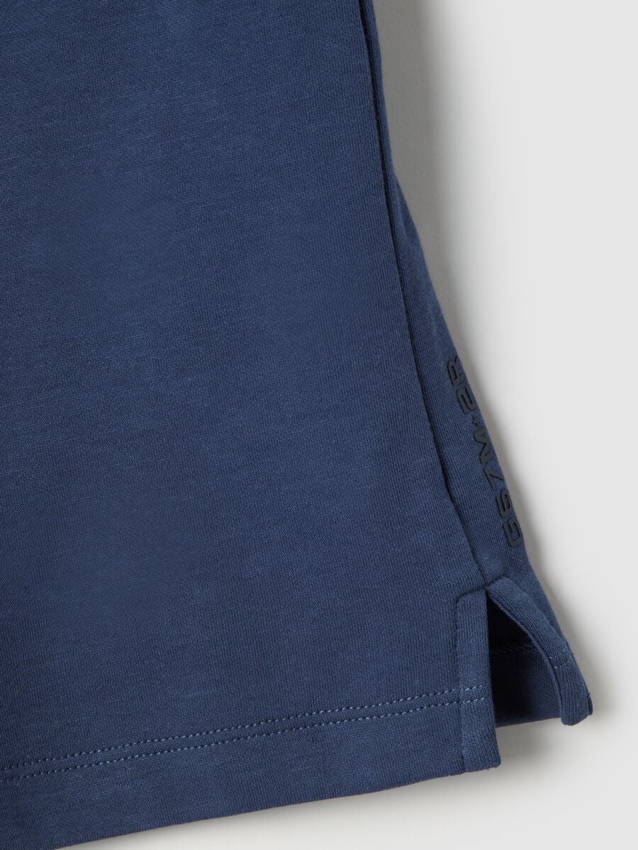 Blue short sleeve cotton blend polo shirt regular fit_5