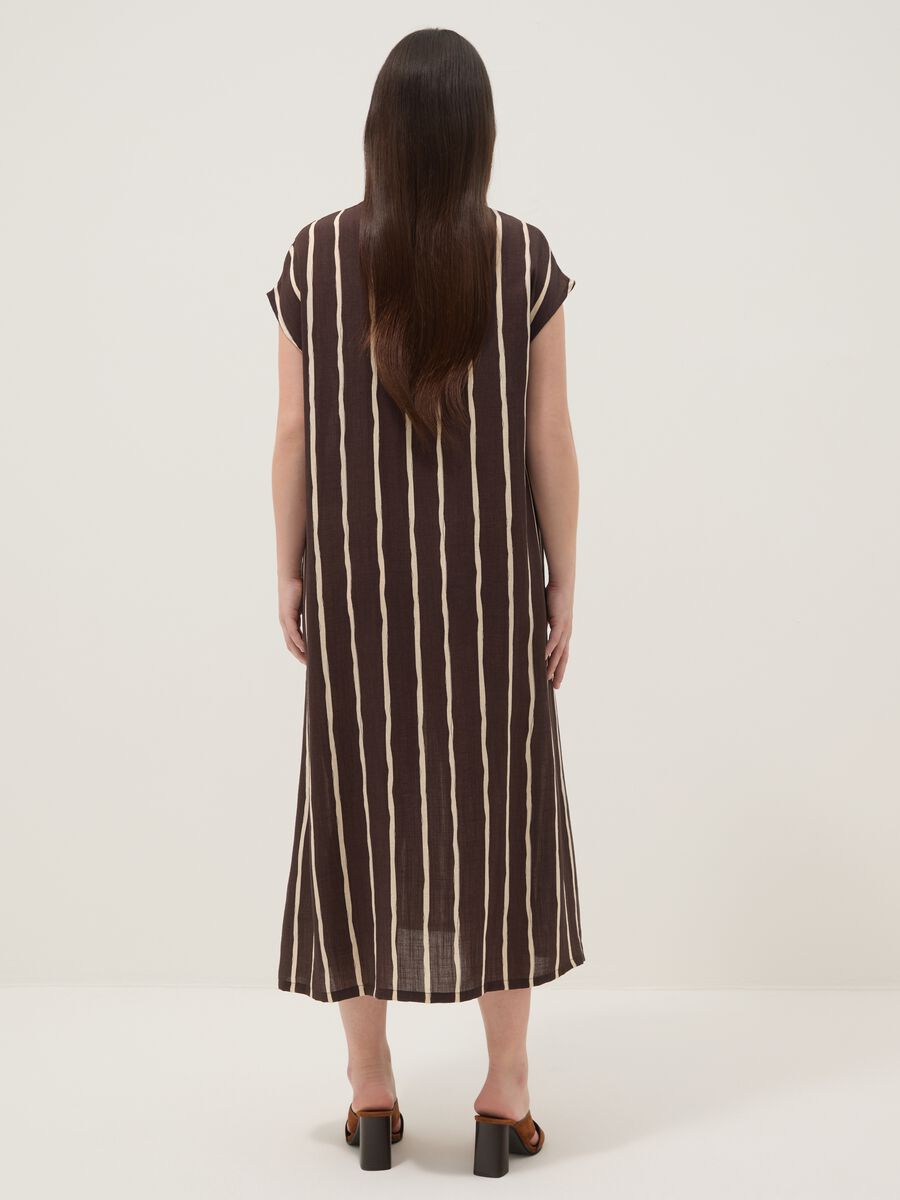 Brown striped viscose-blend midi dress_3