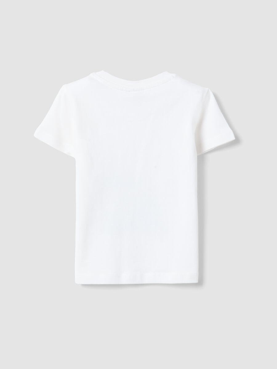 White pure cotton regular fit kids' t-shirt with print_1