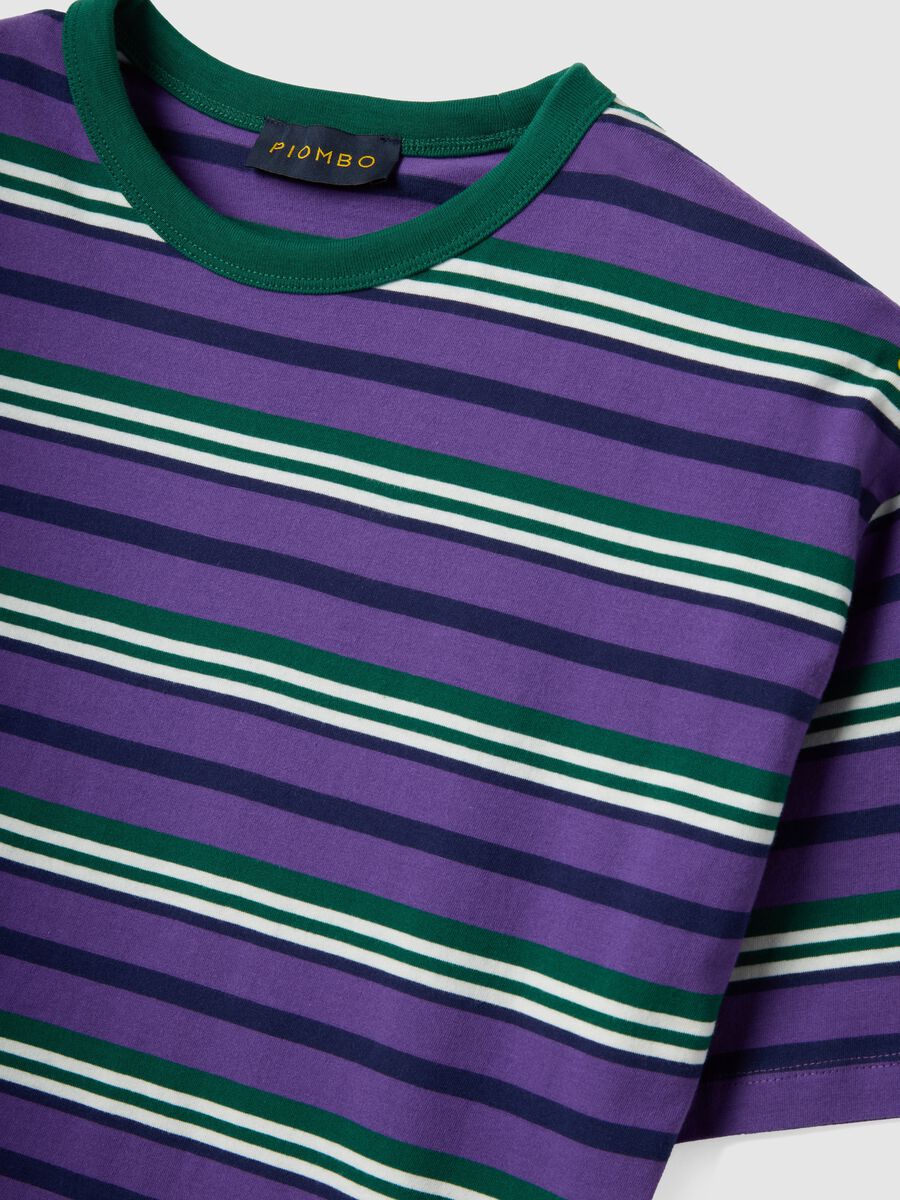Multicolour striped pure cotton t-shirt regular fit_5