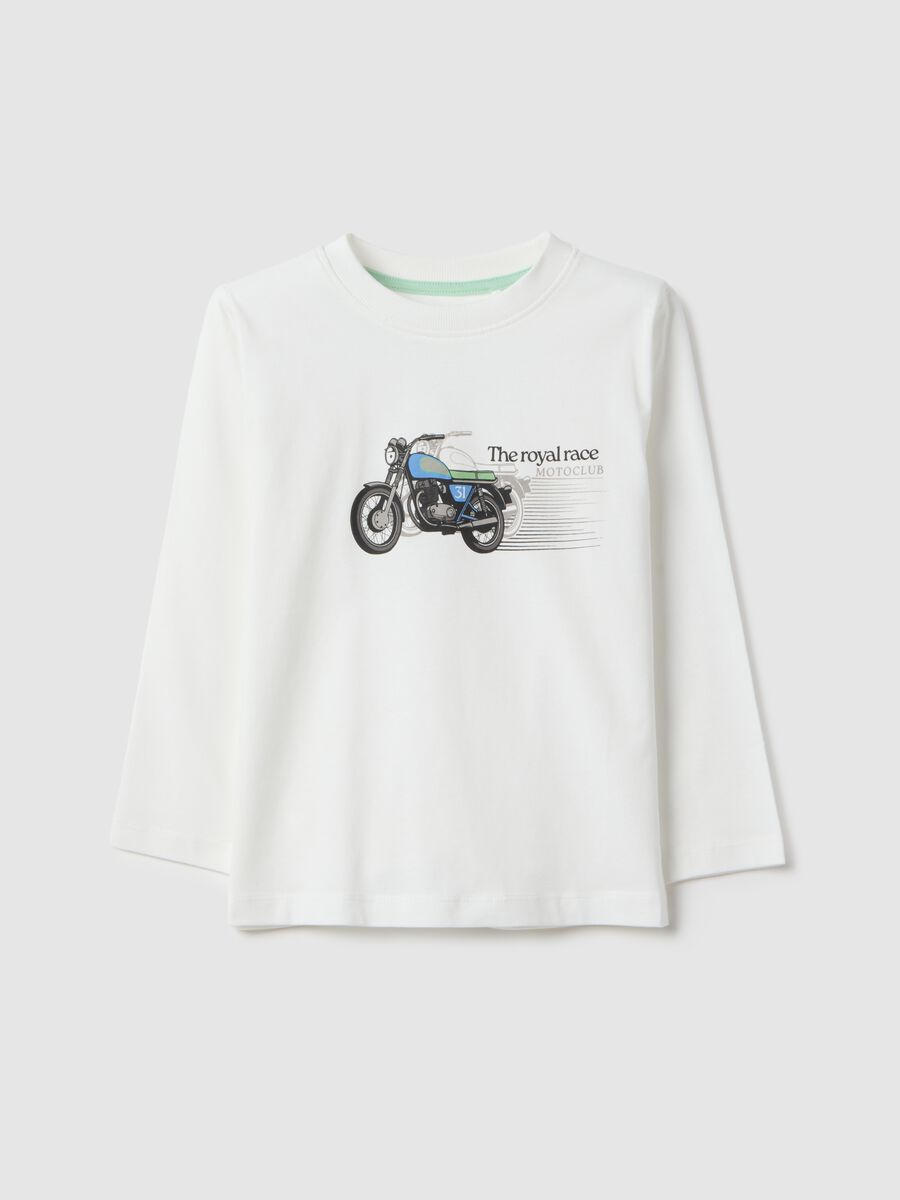 White pure cotton regular fit t-shirt with print_0