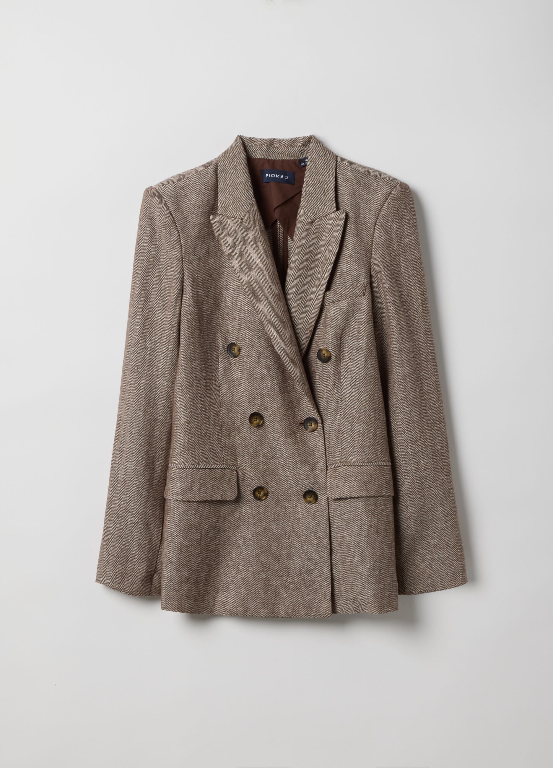Multicolour viscose and linen mix regular fit blazer