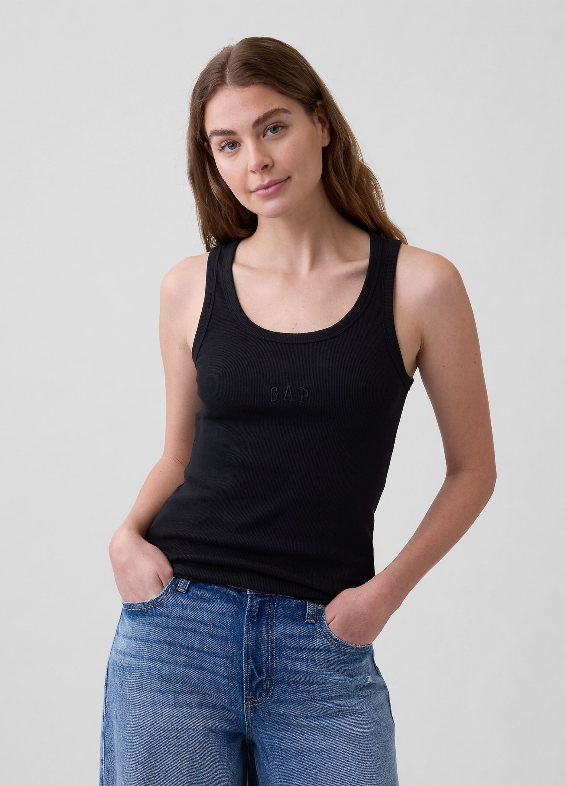 Stretch cotton tank top
