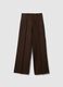 Brown regular fit straight cotton blend trousers_4