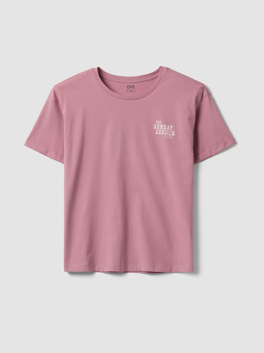 Pink organic cotton pyjama T-shirt with front slogan_4