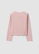 T-shirt rosa in cotone elasticizzato con nodo frontale e stampa per bambina_1
