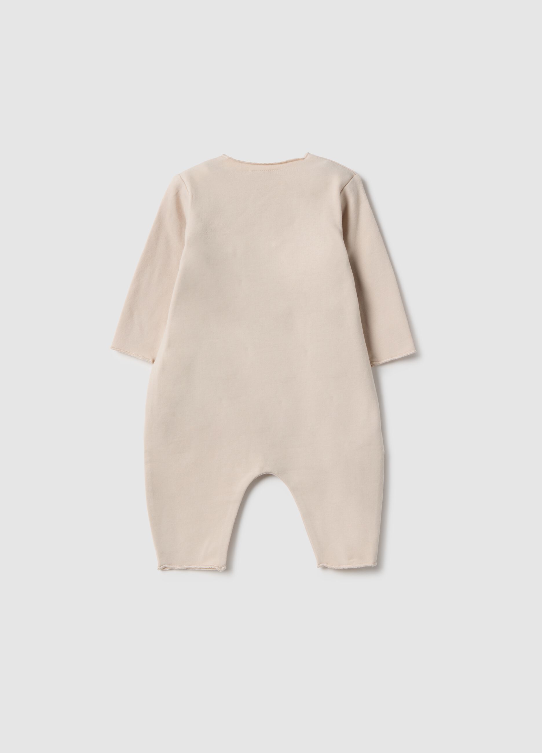Beige newborn sleepsuit in stretch cotton perfect fit